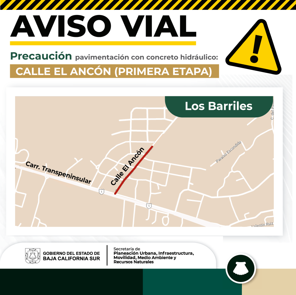 AVISO VIAL CALLE EL ANCÓN, EN LA COMUNIDAD DE #LOSBARRILES.