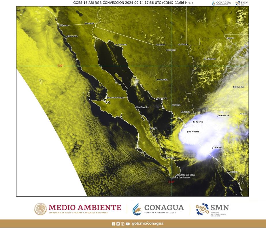 Se prevé que el centro de la tormenta tropical Ileana toque tierra entre las 15:00 y 17:00 horas, en el municipio de Ahome,&nbsp;Sinaloa