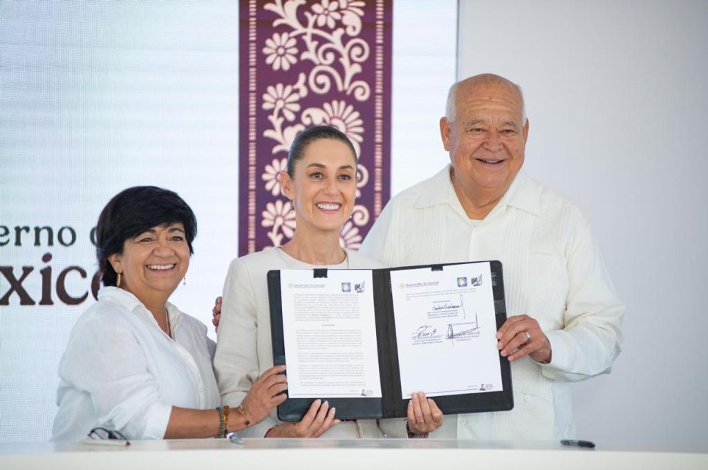 FIRMA CLAUDIA SHEINBAUM Y GOBERNADOR VCC CONVENIO PARA INICIAR EL PROGRAMA “VIVIENDA PARA EL BIENESTAR” EN BAJA CALIFORNIA SUR