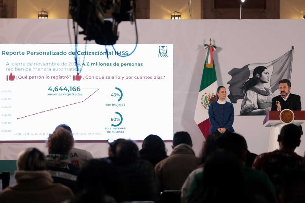 PRESIDENTA CLAUDIA SHEINBAUM RESALTA CIFRA RÉCORD DE EMPLEO AFILIADO AL IMSS CON 22.6 MILLONES PUESTOS DE TRABAJO AL 30 DE NOVIEMBRE