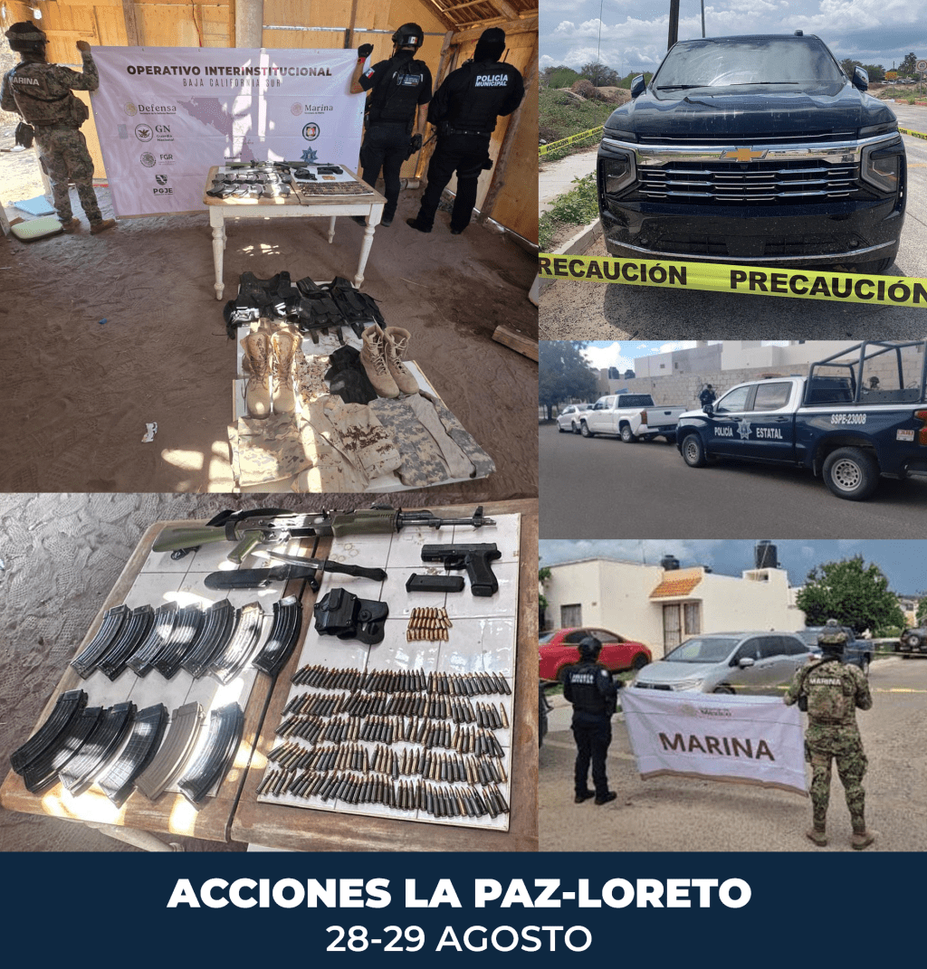 Aseguran armas, chalecos, cargadores y vehículos en operaciones realizadas en La Paz y&nbsp;Loreto