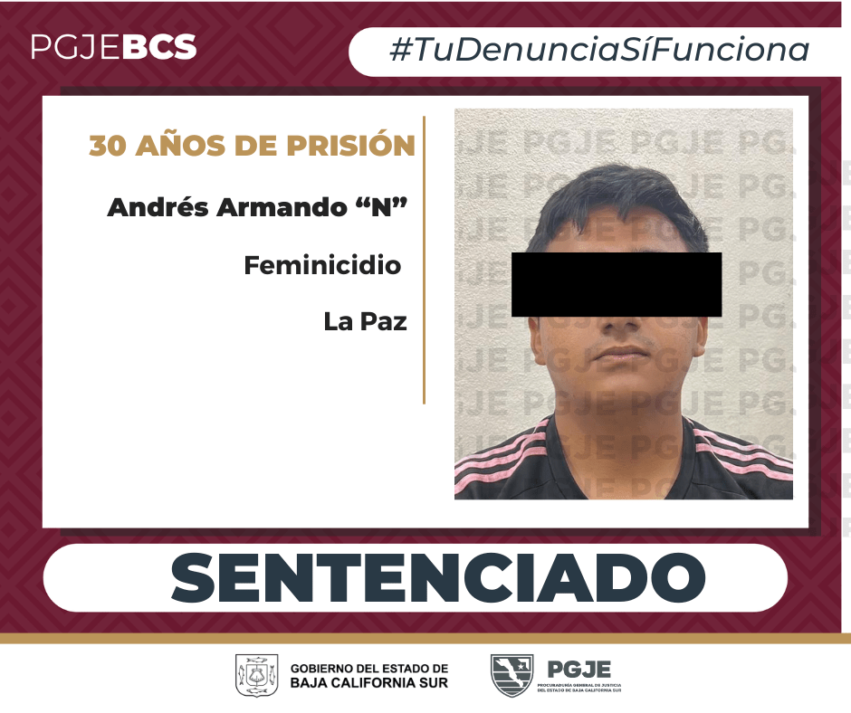 OBTIENE PGJE SENTENCIA DE 30 AÑOS DE PRISIÓN PARA ANDRÉS ARMANDO “N” POR FEMINICIDIO&nbsp;